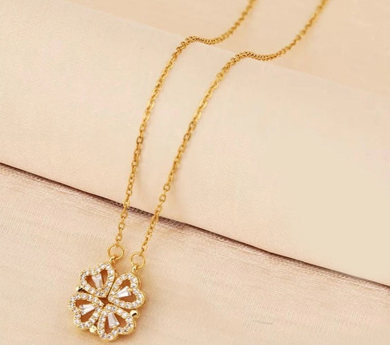 Drága Unokánk -  Ballagási Nyaklánc - A03-Z01 - 4 szív 1 szerencsehozó lóhere minta 😍