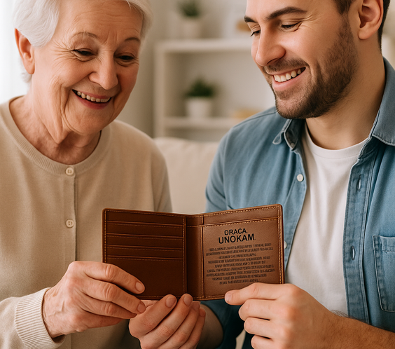 Drága Unokámnak – egyedi bőr pénztárca üzenettel – A100 - díszdobozban 😍