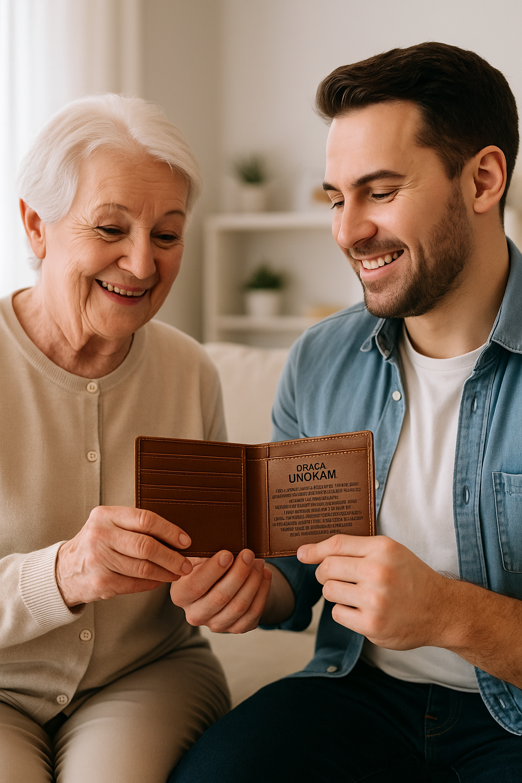 Drága Unokámnak – egyedi bőr pénztárca üzenettel – A100 - díszdobozban 😍