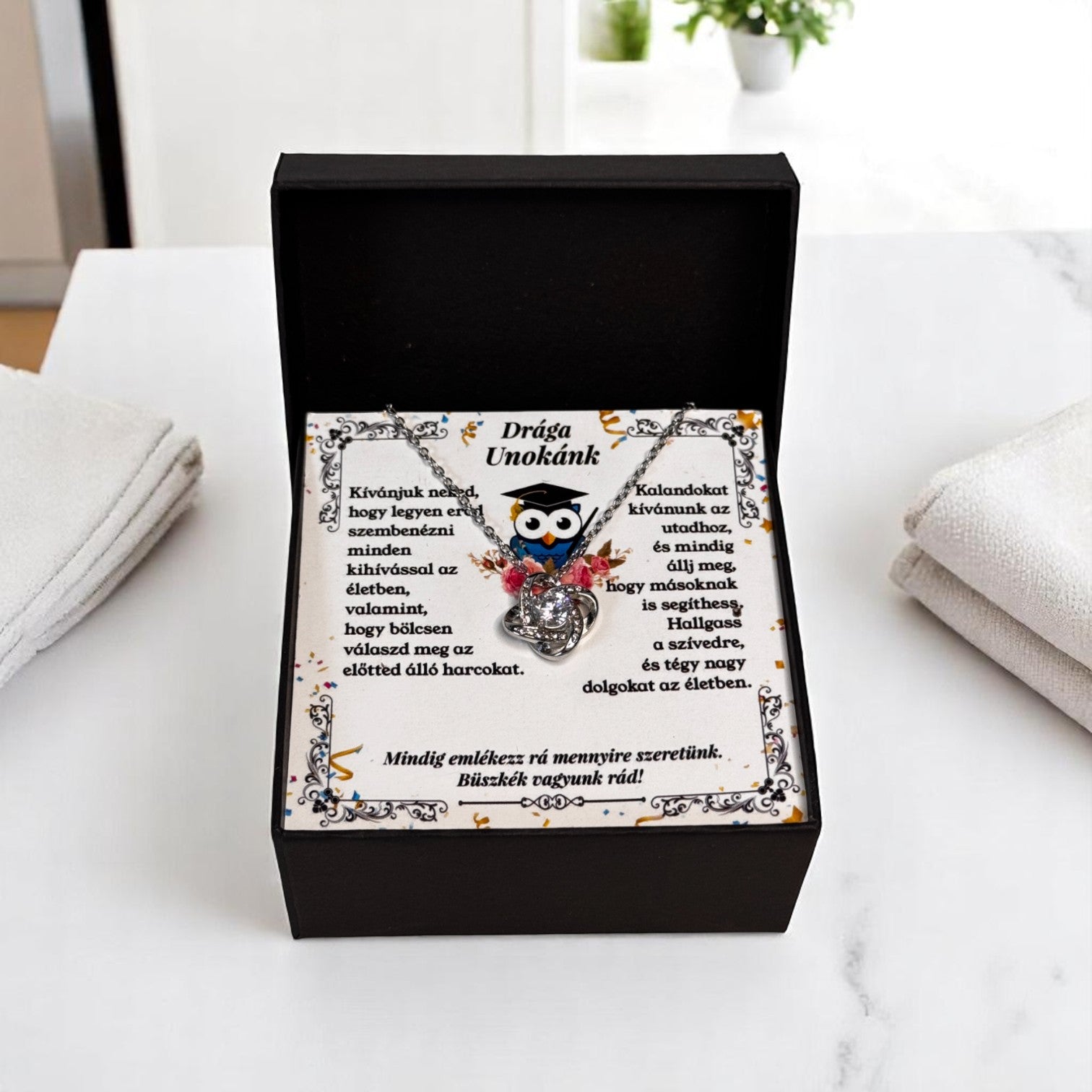 Drága Unokánk -  Ballagási Nyaklánc - A02-Z01 - fonott mintás szerencsehozó nyaklánc 😍