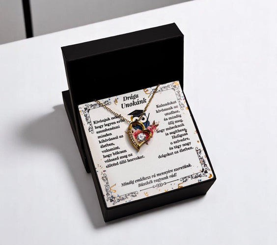 Drága Unokánk -  Ballagási Nyaklánc - A01-Z01 - aranyozott szív  😍