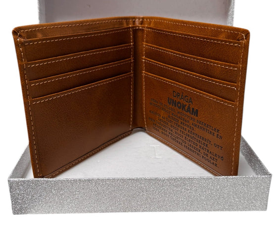 Drága Unokámnak – egyedi bőr pénztárca üzenettel – A100 - díszdobozban 😍