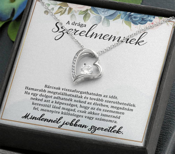 A drága szerelmemnek - Mindennél jobban szeretlek (14K fehérarany bevonattal) C0036 - egyedinyaklanc.hu