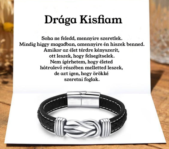 Bőr KARKÖTŐ❤ - Drága Kisfiam - Soha ne feledd, mennyire szeretlek U31 - egyedinyaklanc.hu