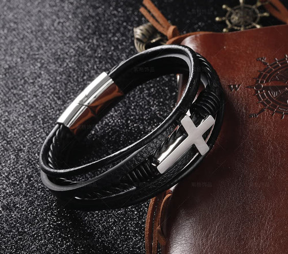 Bőr KARKÖTŐ(Kereszt)❤ - Drága Kisfiam - Soha ne feledd, mennyire szeretlek A25 - egyedinyaklanc.hu