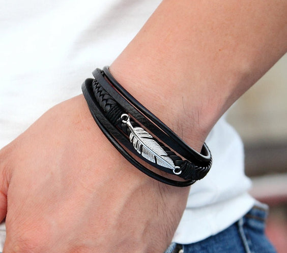 Fekete Bőr KARKÖTŐ - Drága Unokám - Mindig Emlékezz ❤ P34 - egyedinyaklanc.hu